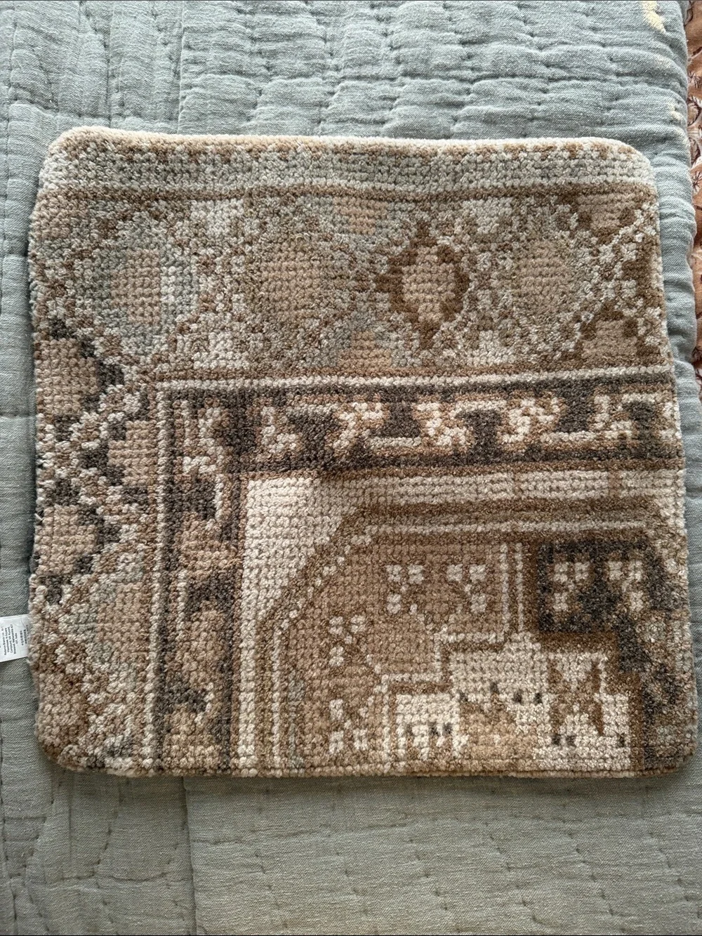 Pottery Barn Beige and Taupe Geometric Pattern Pillow Cover